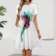 thumbnail image 2 of WaterColor Quetzal from Guatemala Dress Summer Street Style Dresses Female Short Sleeve Printed Sundress, 2 of 7