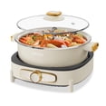 thumbnail image 1 of Dezin Electric Shabu Shabu Pot with Removable Pot, 4L Electric Non-Stick Pot with Multi-Power Control, 3.7" Depth Electric Cooker with Tempered Glass, 1 of 7