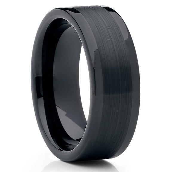 Black Wedding Ring,8mm Tungsten Ring,Anniversary Ring,Tungsten Carbide Ring,Engagement Ring,Black Band