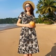 thumbnail image 4 of Naloa Cute French Bulldog Print Womens Summer A-Line Dress with Pockets,Short Sleeve Dresses,Flowy Beach Swing Dress for Vacation Travel, 4 of 6