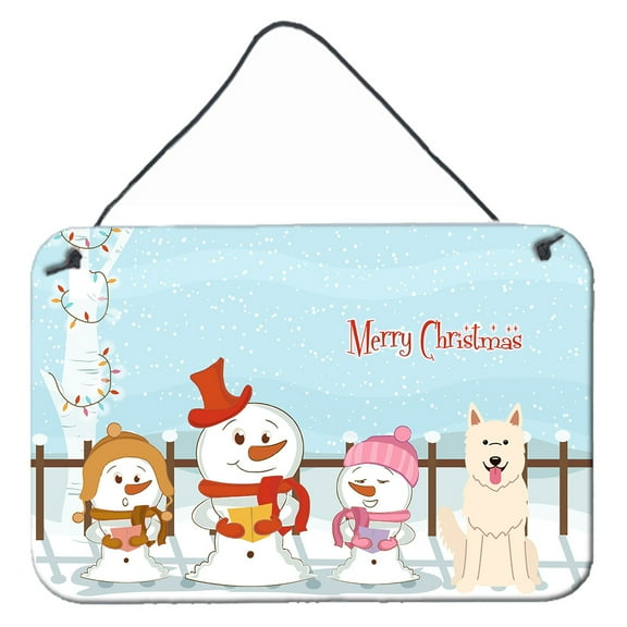 Carolines Treasures BB2376DS812 Merry Christmas Carolers White German Shepherd Wall or Door Hanging Prints 8x12