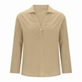 thumbnail image 4 of Aricy Womens Fashion Cotton Linen Shirts Dressy Casual Long Sleeve Button V Neck Shirts Comfy Solid Color Collared Loose Tshirts Ladies Going Out Tee, 4 of 5