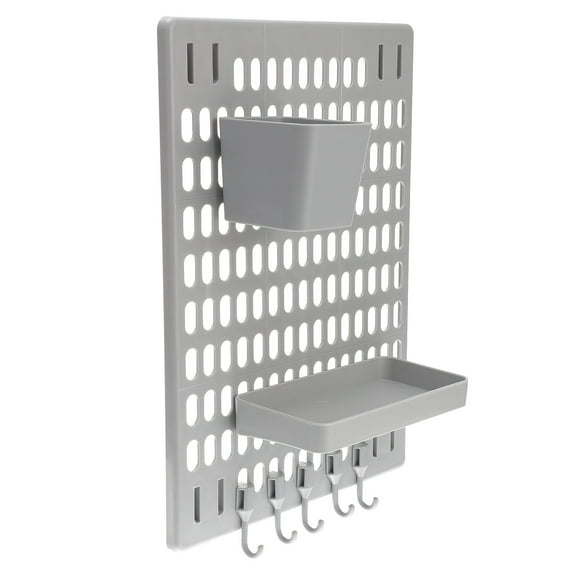 Raindrops Grey Office Pegboard 1 Set Multi-Purpose Wall Mounted Storage Shelf for Home and Workspace Organization