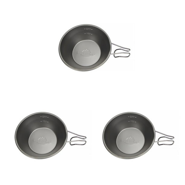 Eigraketly Coolcamp Outdoor Bowl Portable 300ml Senderismo Vajilla con mango Boca ancha Agua Café Utensilios de cocina resistentes al calor Negro Negro 3piezas Eigraketly CBP227038
