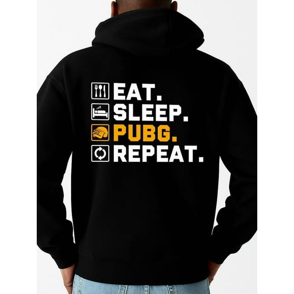 EAT. SLEEP. PUBG. graphic hoodies for men sweater hoodie black Casual Solid Basic Hooded Sweatshirt Streetwear For Winter Fall, As Gifts elegant Unique Design Unisex Shirt Cotton tshirts