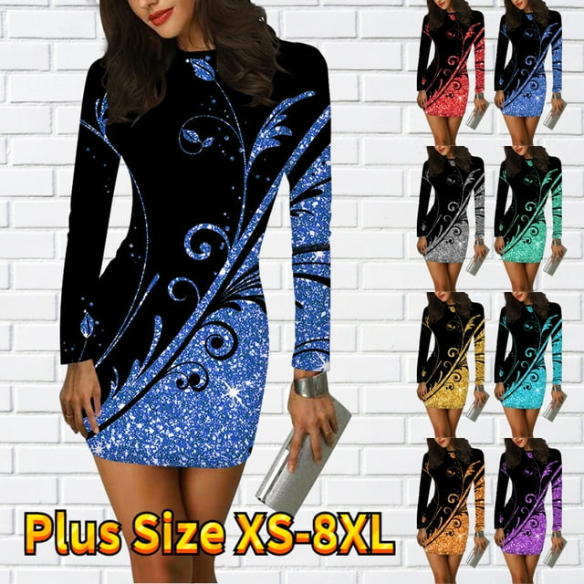 Jupe Midi à la Mode Robe Coupe-Vent Contractée Automne Hiver Femmes Col Rond Jupe à Manches Longues Nouveau Design Jupe Courte Imprimée
