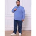 thumbnail image 2 of DARING DIVA Men's Big Tall Chest Pocket Long Sleeve Business Polo Shirt 3XL Blue, 2 of 7
