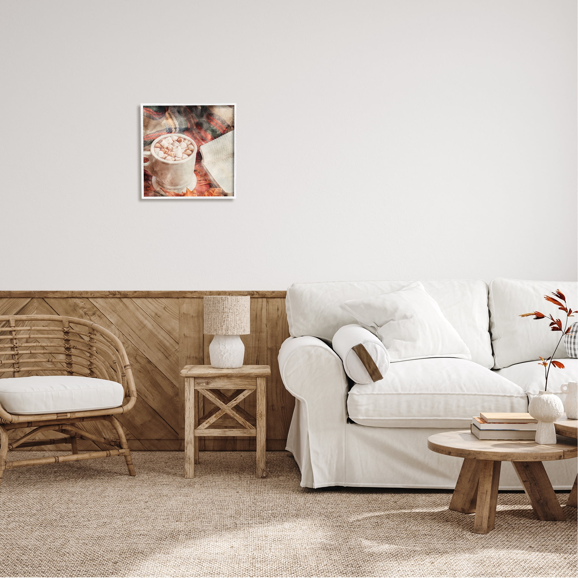 Stupell Industries Autumn Cocoa & Book Holiday Painting White Framed Art Print Wall Art, 17 x 17