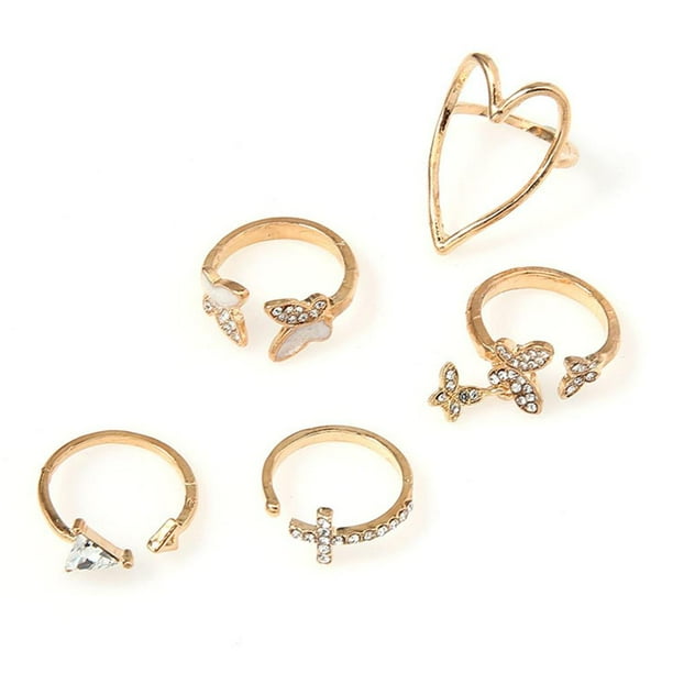 Cruz Triángulo Amor Corazón Hueco Dedo Anillos Conjunto Anillo Conjunto Fiesta Boda Joyería Regalo Vogacara AP005579-00