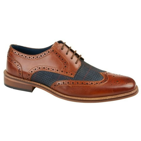 Roamers Mens Checked Leather Brogues