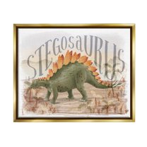 Stupell Industries Stegosaurus In Nature Animals & Insects Painting Gold Floater Framed Canvas Art Print Wall Art, 31 x 25