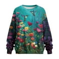 thumbnail image 4 of SCRAWLGOD Hummingbird Floral Print Crewneck Fall Sweatshirts for Women Trendy Women's Long Sleeve Pullover Tops with Pockets Stylish for Daily Wear, Spots, Office, S, 4 of 7
