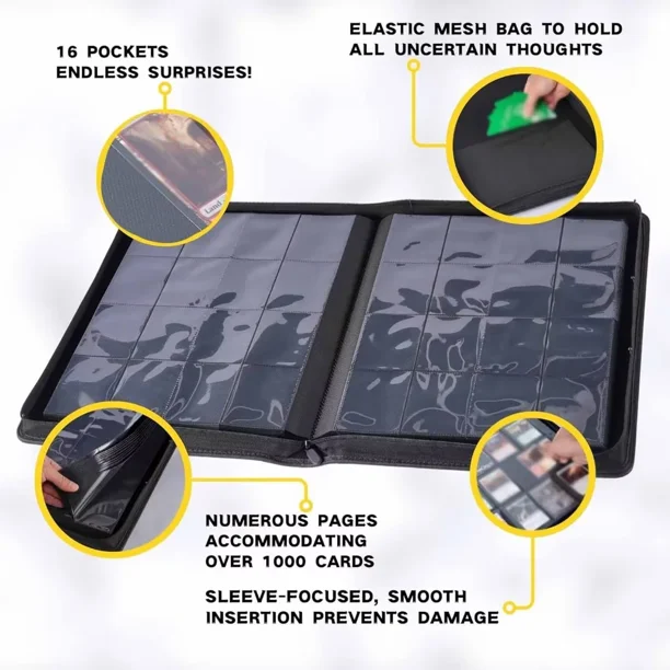 1000+ Pockets Trading Card Binder, 16-Pocket Card Ablum Compatible with lorcana,MTG,Sports Cards & Other Standard Size Trading CardBLACK) - Walmart Business Supplies 1000+ Pockets Trading Card Binder, 16-Pocket Card Ablum Compatible with lorcana,MTG,Sports Cards & Other Standard Size Trading CardBLACK) - Walmart Business Supplies