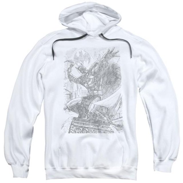 Lancer Batarang au Crayon Batman - Pull-Over à Capuche Adulte - Blanc&44; Grand
