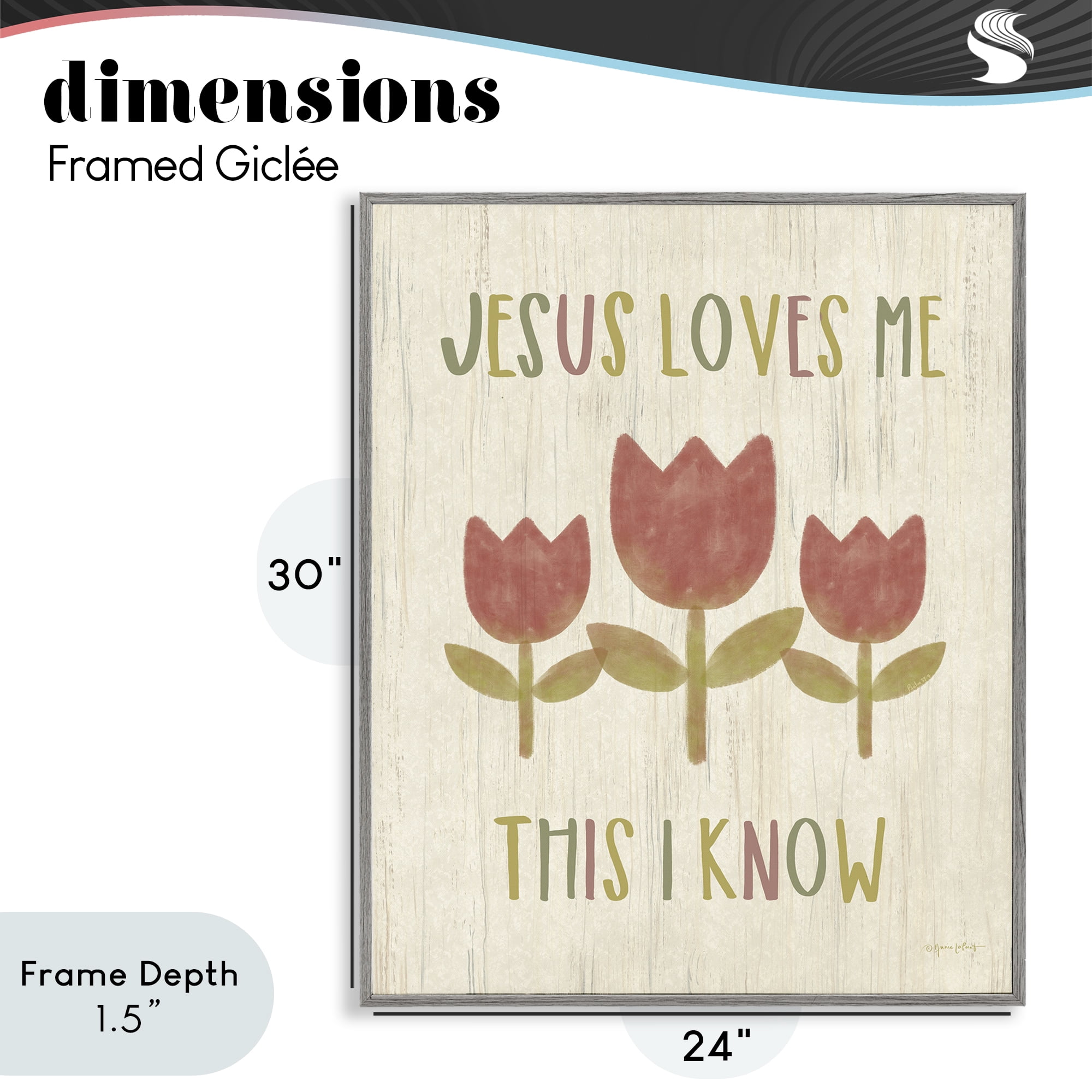 Stupell Industries Jesus Loves Me This I Know Gray Framed Giclee Art, design by Annie LaPoint