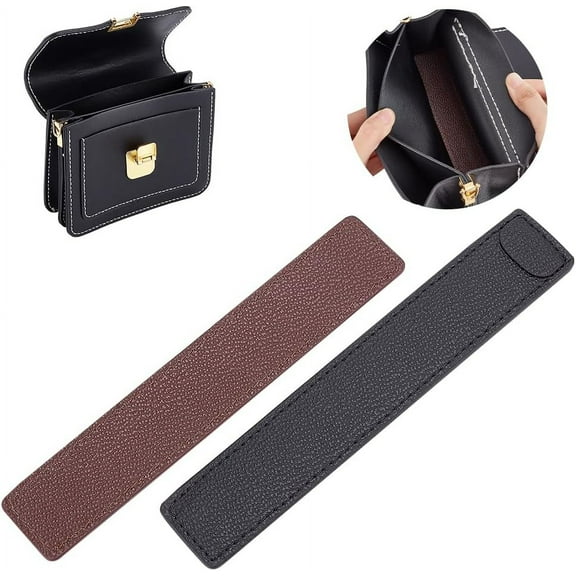2pcs Genuine Leather Base Shaper for WOC Handbag Cowhide Leather Purse Base Shapers 7.2x1.3 Inch Rectangle Clutch Bag Bottom Pads Wallet Liner Board Shaper Black and Wine colorful