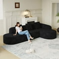 thumbnail image 3 of 111.8" L-shaped Curved Sectional Sofa with Chaise, 3-Seater Luxury Polyester Modular Sectional Sofa, 3 Pillows included, Boneless Couch with Curved Backrest for Living Romm, No Assembly Required, 3 of 11