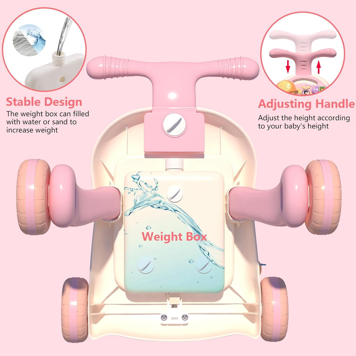 2-in-1 Sit to Stand Learning Walker & Activity Center - Adjustable Speed Baby Walker with Music, Shape Sorter & Basketball Hoop - Educational First Steps Toy Gift for Infants 6-24 Months