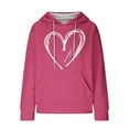thumbnail image 3 of Graphic Hoodies for Women Fashion Waffle Heart Print Pullover Sweatshirts Long Sleeve Fall Loose Casual Tops with Pocket(Hot Pink XL), 3 of 4