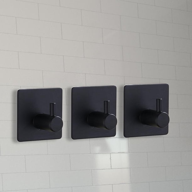 Ganchos para colgar toallas de cocina sin perforaciones, soporte para baño montado en la pared (negro)