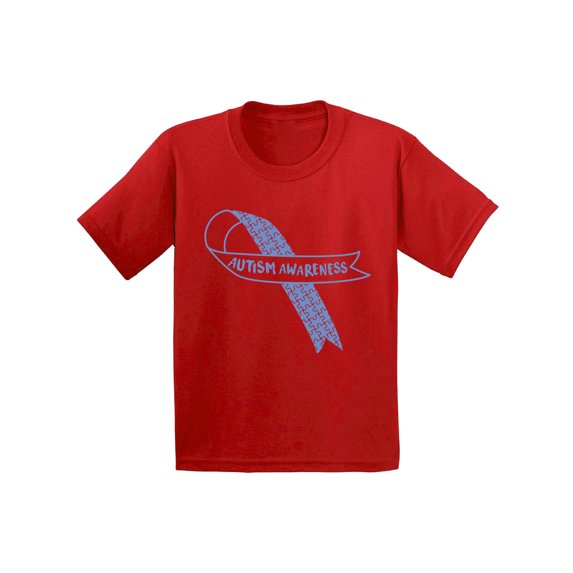 Awkward Styles Autism Awareness Blue Ribbon Toddler Shirt Autism Support Ribbon Tshirt for Kids Autism Awareness Shirts for Kids Autism Awareness Gifts for Boys and Girls Autism Blue Ribbon Shirt