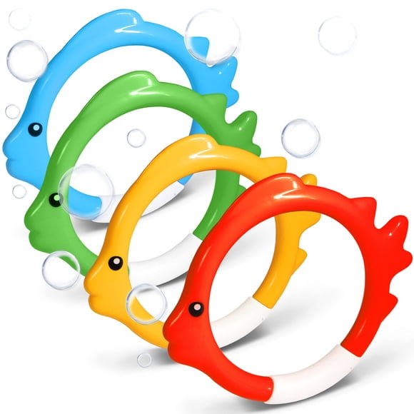 Juego de anillos de buceo Novelty Place, 4 unidades, con forma de pez, para niños y adultos