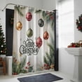 thumbnail image 4 of Merry Christmas Bathroom Shower Curtain Vintage Xmas Shiny Balls Holly Berry Star Beige Background Waterproof Washable Shower Curtains for Bathtub Bath Decor with Grommets and Hook 36 X 72 Inch, 4 of 8