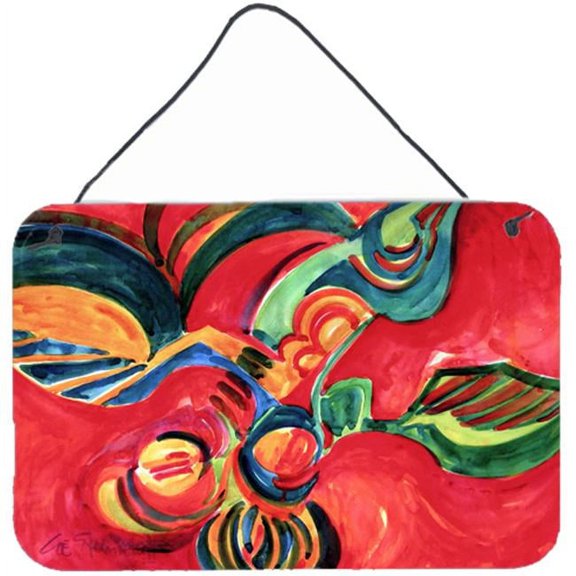 Red Flowers and berries Indoor Aluminium Metal Wall Or Door Hanging Prints