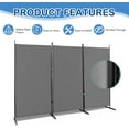 thumbnail image 5 of Karl home Room Divider, 3 Panel Folding Partition Privacy Screens, Portable Freestanding Polyester Wall Divider for Office,Room,Restaurant Separation, 102" W X 71" H (Grey), 5 of 14