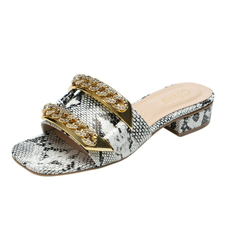

Summer Saving Clearance! Kukoosong Block Heels for Women Flat Shoes Beach Sandals Summer Non-Slip Causal Slippers Womens Sandals White 39