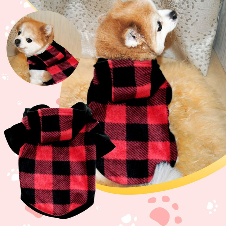 Dog Hoodie,Dog Sweater for Small Dogs Plaid Coat Jacket Soft