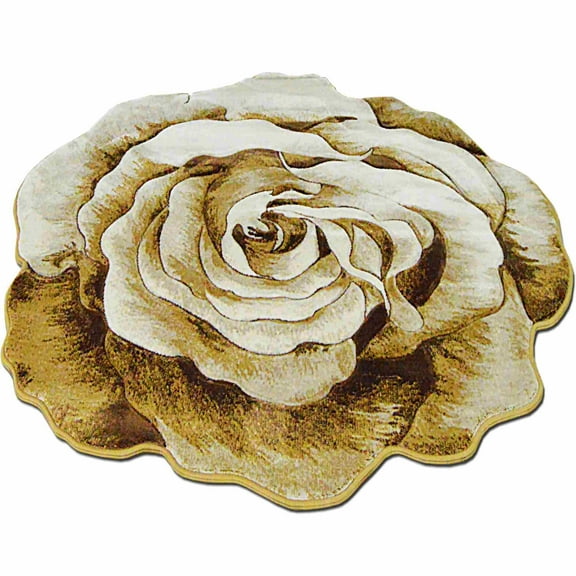 Flowers Rug Design 304 - 6'6"x6'6" Round, Brown