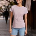 thumbnail image 2 of Lenago Women's T-shirt Short Sleeve Crew Neck Basic Essentials Solid Color Casual Lightweight Summer Beach Fashion Plus Size, 2 of 10
