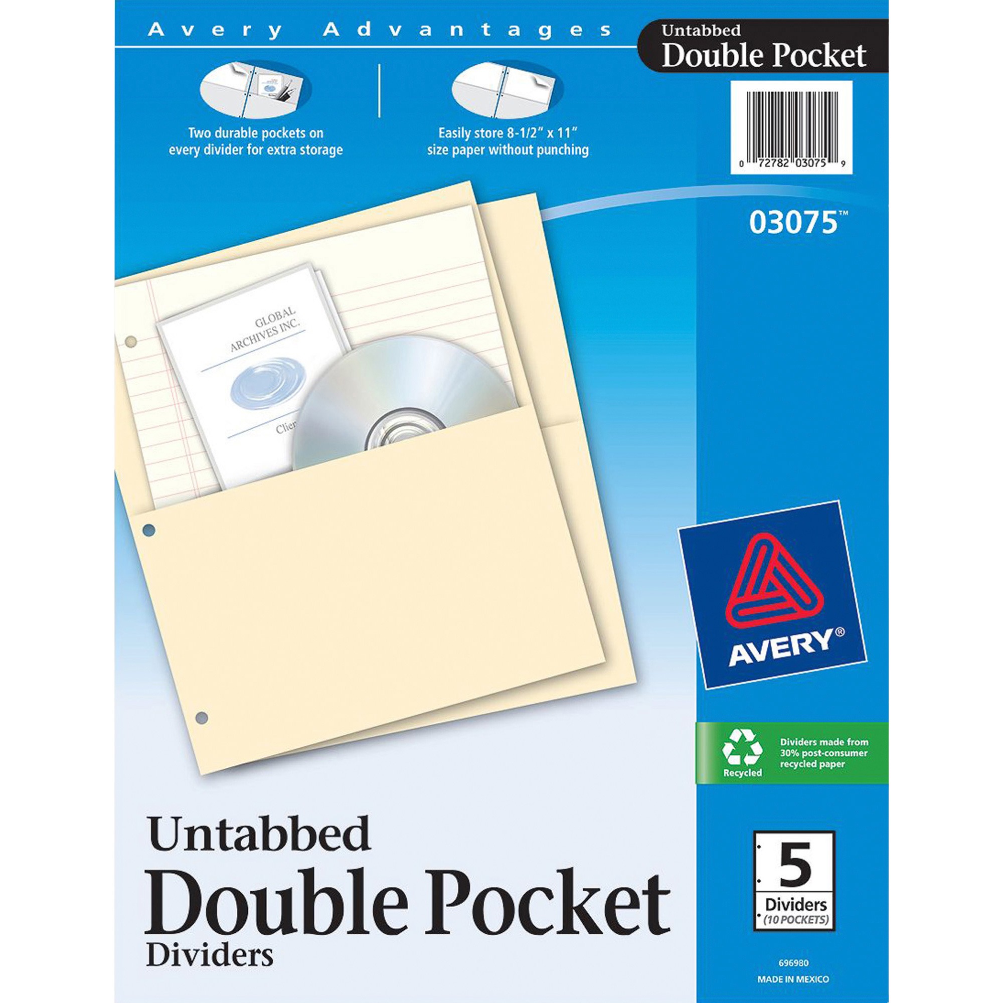 Avery Untabbed Double Pocket Dividers