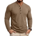thumbnail image 3 of Stamzod Long Sleeve Henley Shirts for Men Casual Pullover Button Up Shirt Soft Home Cotton Oversized Tshirts Khaki XXL, 3 of 10
