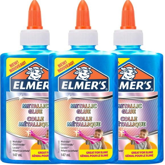 Pegamento PVA Metálico Azul Elmer's 147 mL Lavable y Seguro para Niños