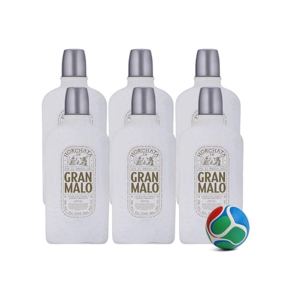 6 Licor con Tequila Gran Malo Horchata 750 ml + Balón Mini