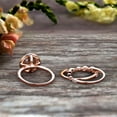 thumbnail image 3 of 14k Rose Gold 2 Carat Round Cut Morganite Trio Set Engagement Ring Halo Stacking Matching Band, 3 of 6
