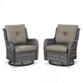 thumbnail image 4 of POCASSY Wicker Rocking Chair Swivel Chairs - 2 Piece Oversized Rocker Patio Accent Chairs Set Rattan Rocking Chair for Outdoor Porch Deck Garden Backyard (Gray/Gray), 4 of 11