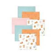 Little Treasure Hudson Baby Girls Cotton Poly Flannel Receiving Blankets 7-Pack, Orange Pumpkin Spice, 30x30 inches