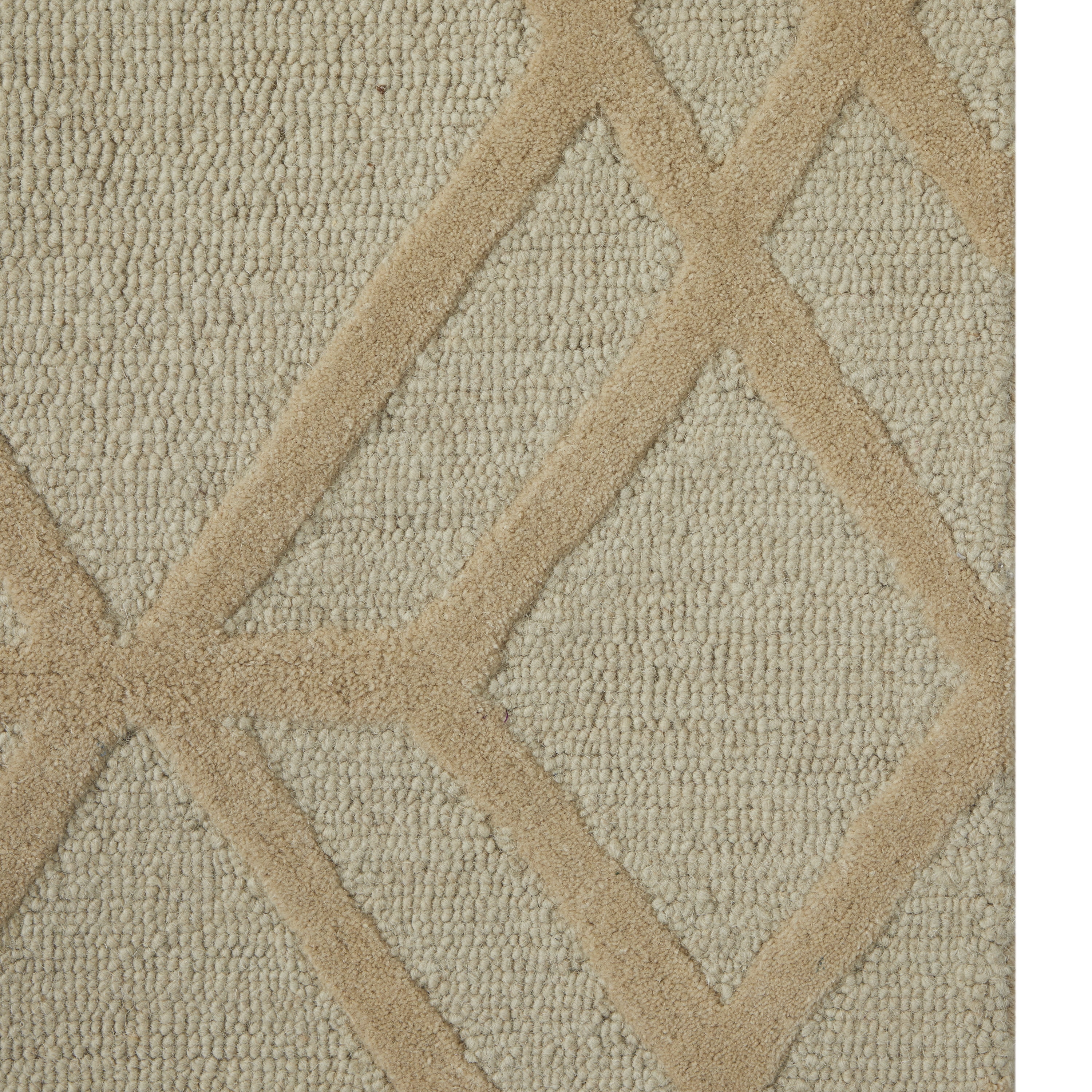 DecMode Beige and Brown Wool Hand Hooked Contemporary Decorative Area Rug 5'W x 8'L