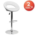 thumbnail image 5 of BizChair 2 Pack Contemporary White Vinyl Rounded Orbit-Style Back Adjustable Height Barstool with Chrome Base, 5 of 16