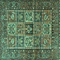 thumbnail image 1 of Ahgly Company Indoor Square Animal Turquoise Blue Traditional Area Rugs, 7' Square, 1 of 4