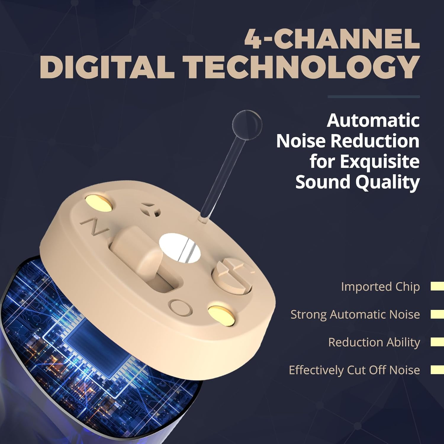 Rechargeable Hearing Aids for Seniors - Digital Personal Sound Amplifier Pair (CIC) in-Ear PSAP w/Superior Sounds Quality, Intelligent Noise Reduction, Power Display & Longest Lasting Battery Life