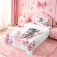 thumbnail image 5 of meiyoeat Cherry Blossom Kitten Theme Twin Sheets,Gray Cute Cat Print Bedding For Girl,3-Piece,1 Fitted Sheet and 1 Pillowcase, 5 of 6