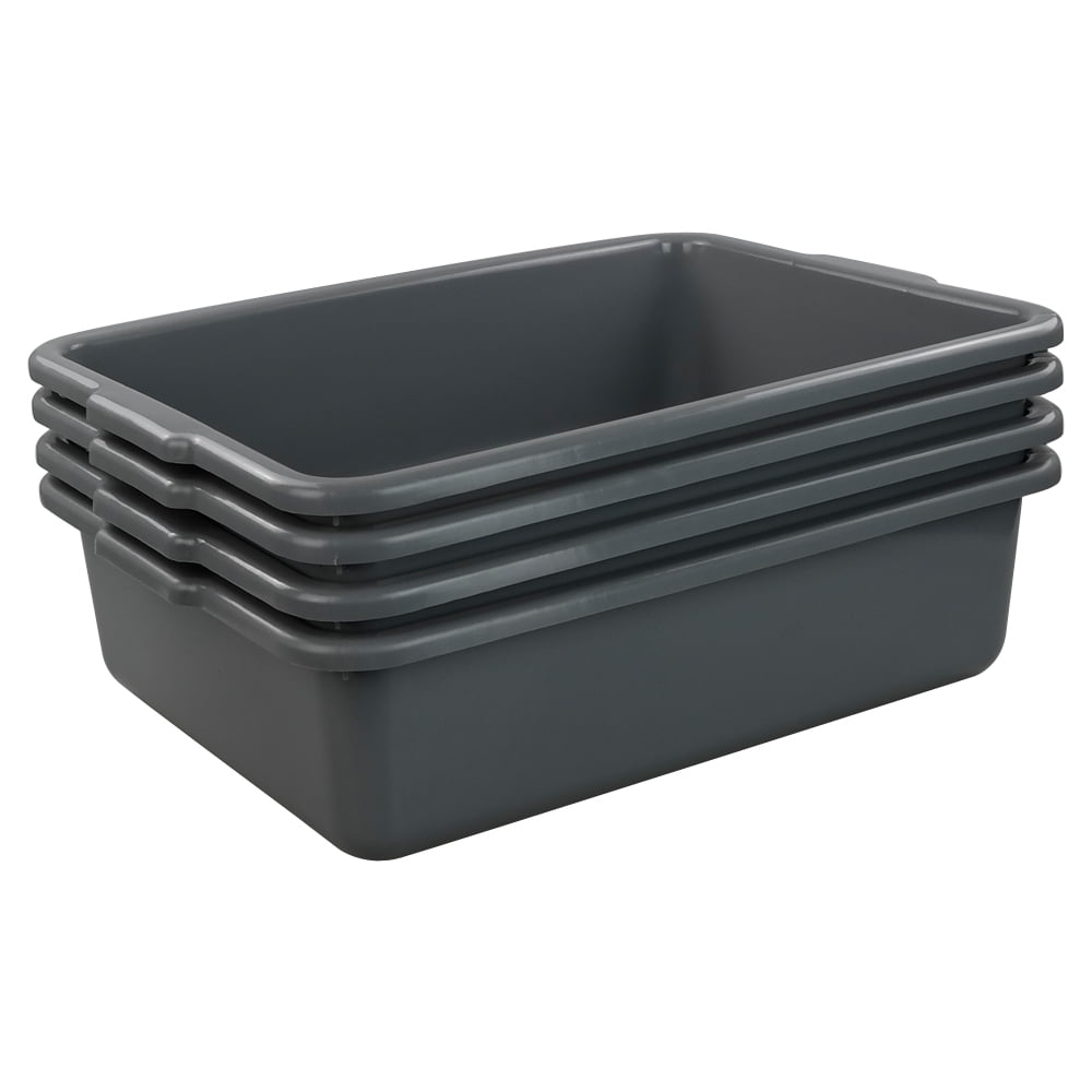Wekioger 3 Pack Bus Tubs Commercial, 13 L Meat Tubs with Lids, Silver Grey