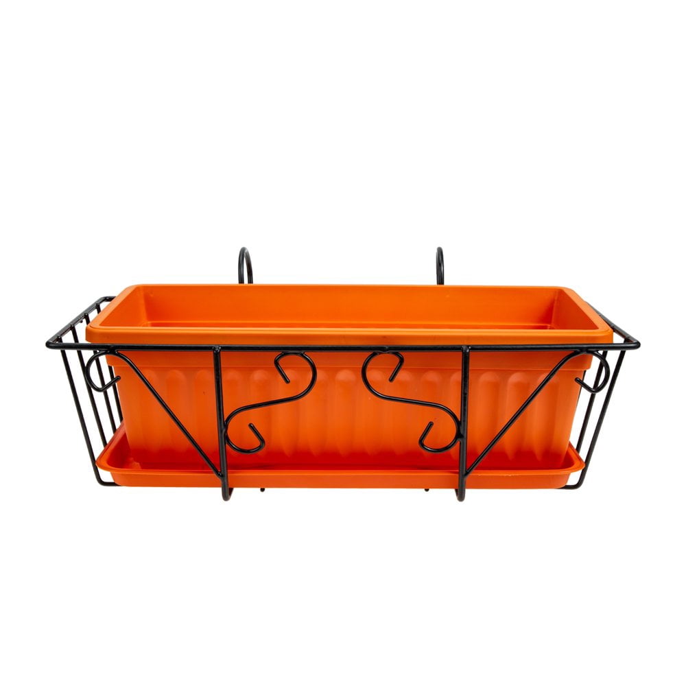Flower Planter Railing Balcony Hanging Pot Planters Plant Box Rail Window Fence Outdoor Holder Metal Basket Over Pots