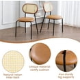 thumbnail image 7 of Dycanpo 18" Faux Leather Rattan Dining Chairs Set of 2 with Metal Legs, Modern Whiskey Brown, 7 of 7