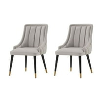 Manhattan Comfort Eda Dining Chair from Solid Wood in Gray - Set of 2