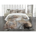 thumbnail image 3 of Ambesonne Marble Print Quilted Bedspread Set 3 Pcs, Retro Paintbrush, Queen Size, Sand Brown and Pale Grey, 3 of 5